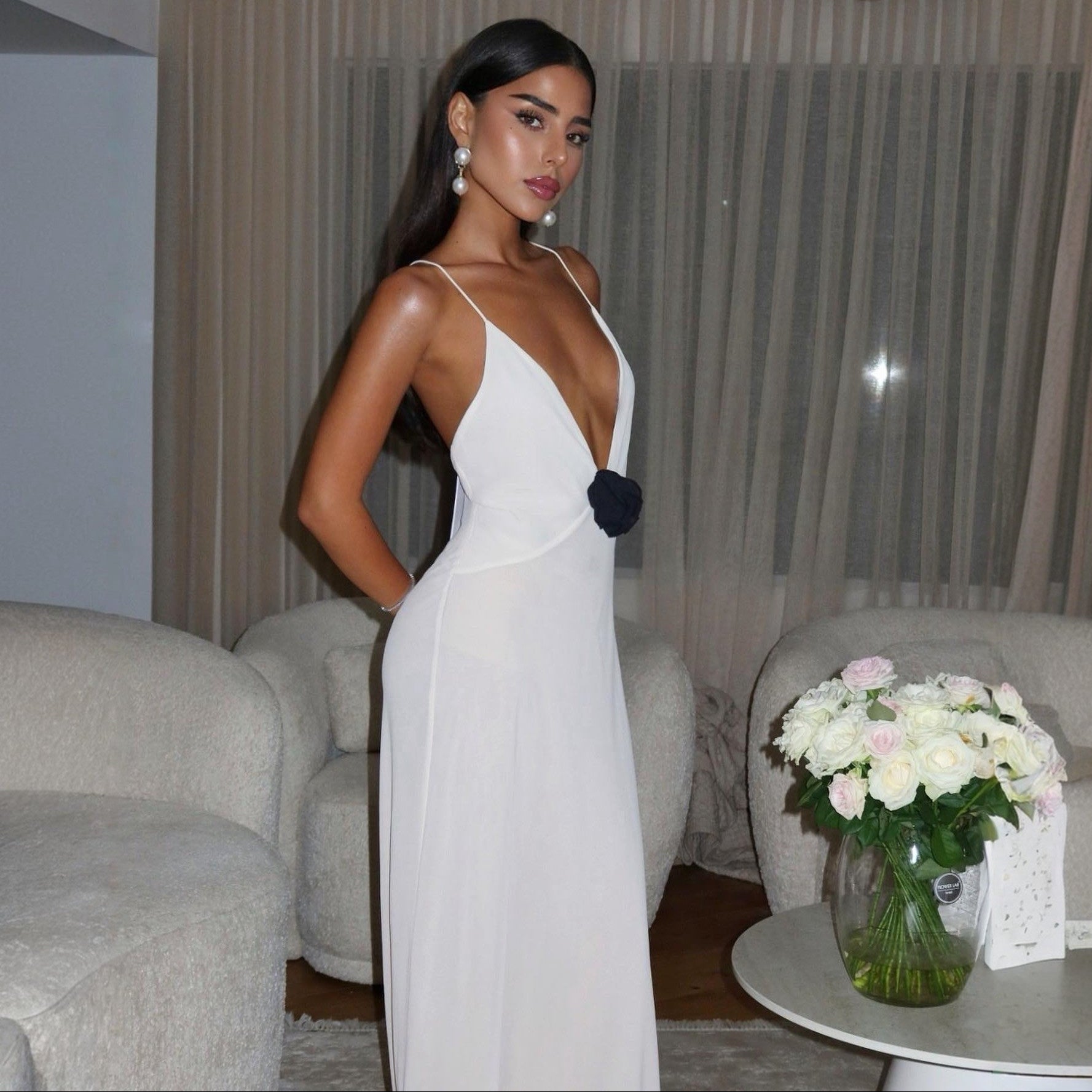 Blossom Bliss White Backless Maxi Dress