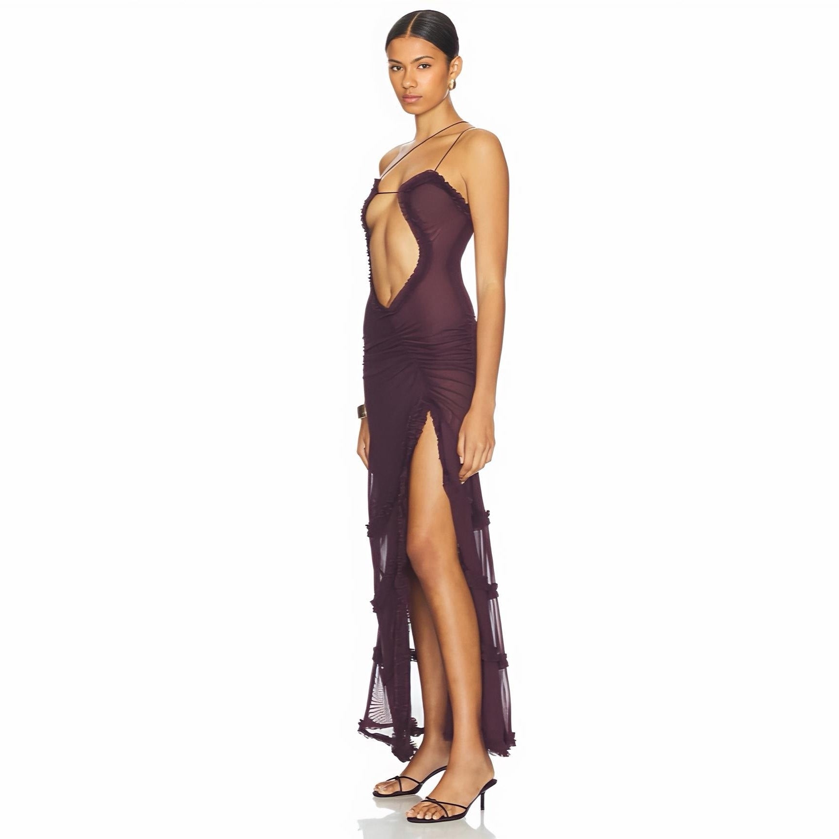 Stolen Kiss Ruched Purple Maxi Dress