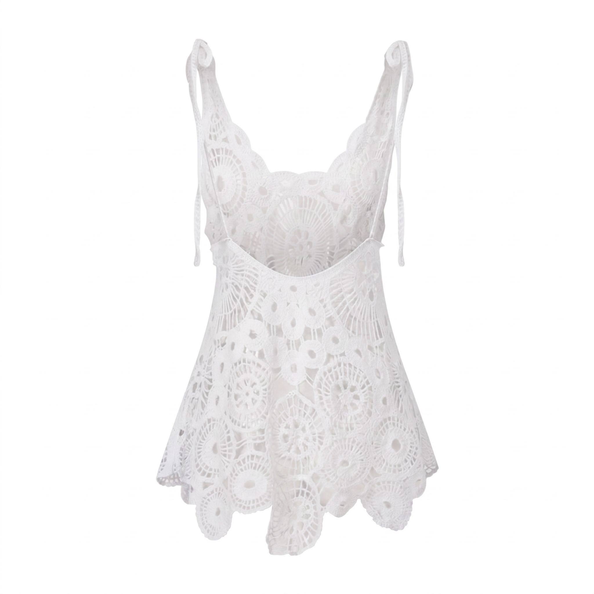 White lace tank top on a white background