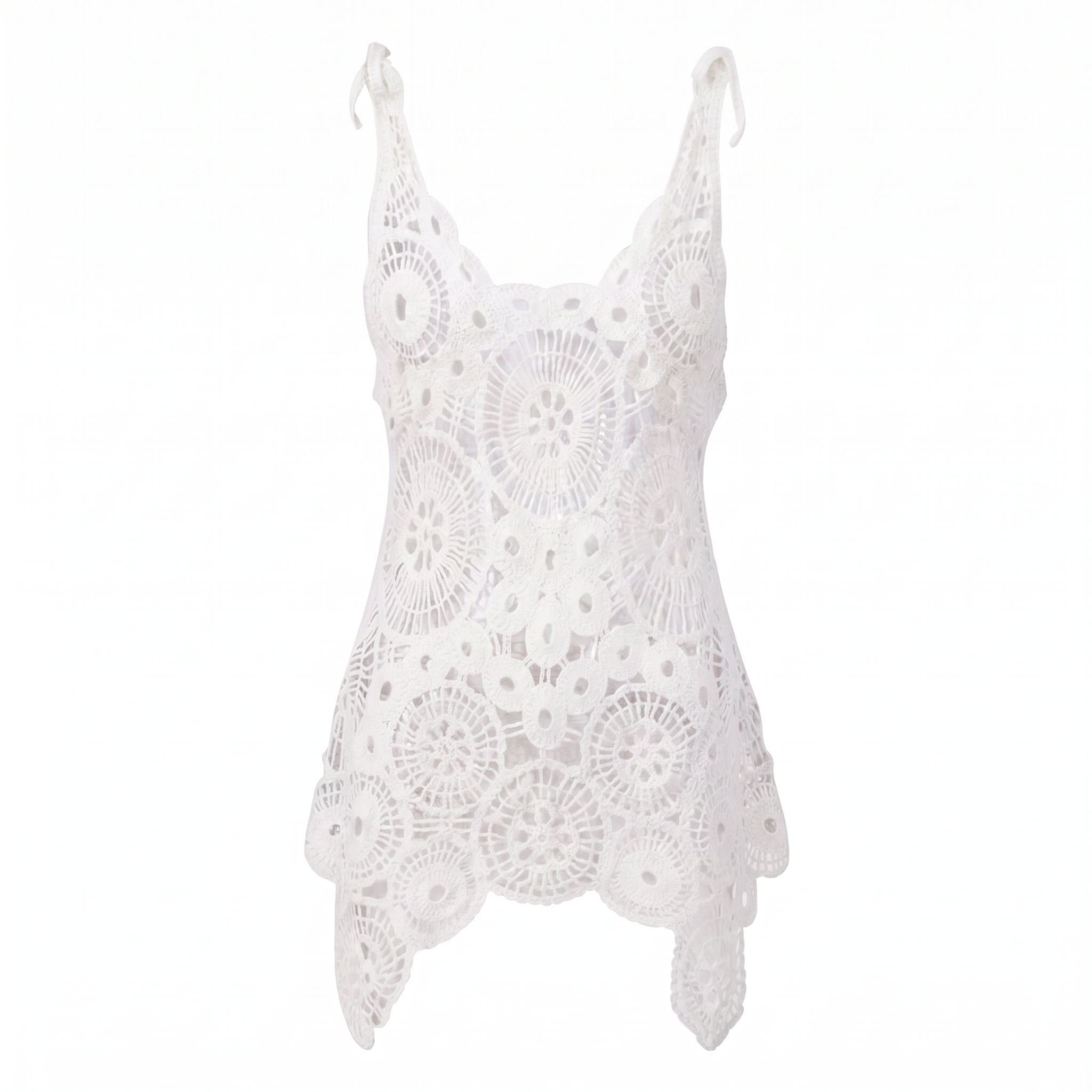 White crochet top on a white background