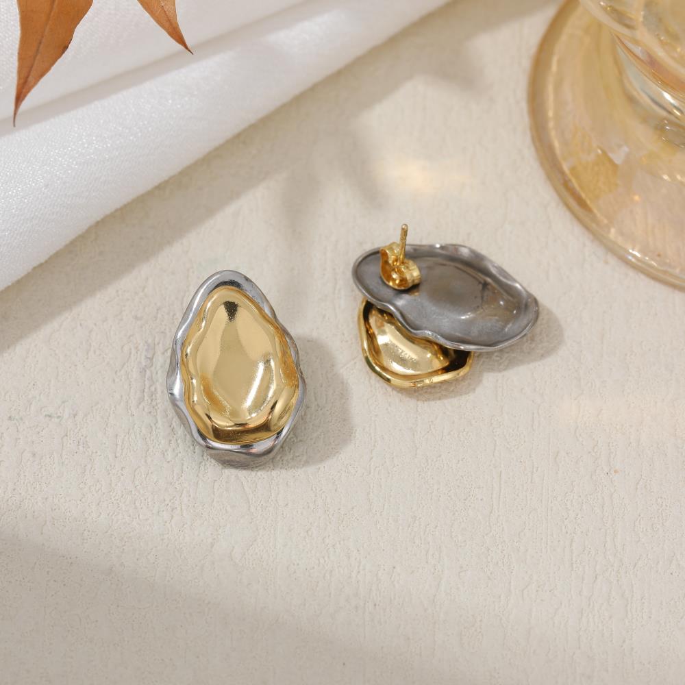gold and silver abstract earrings