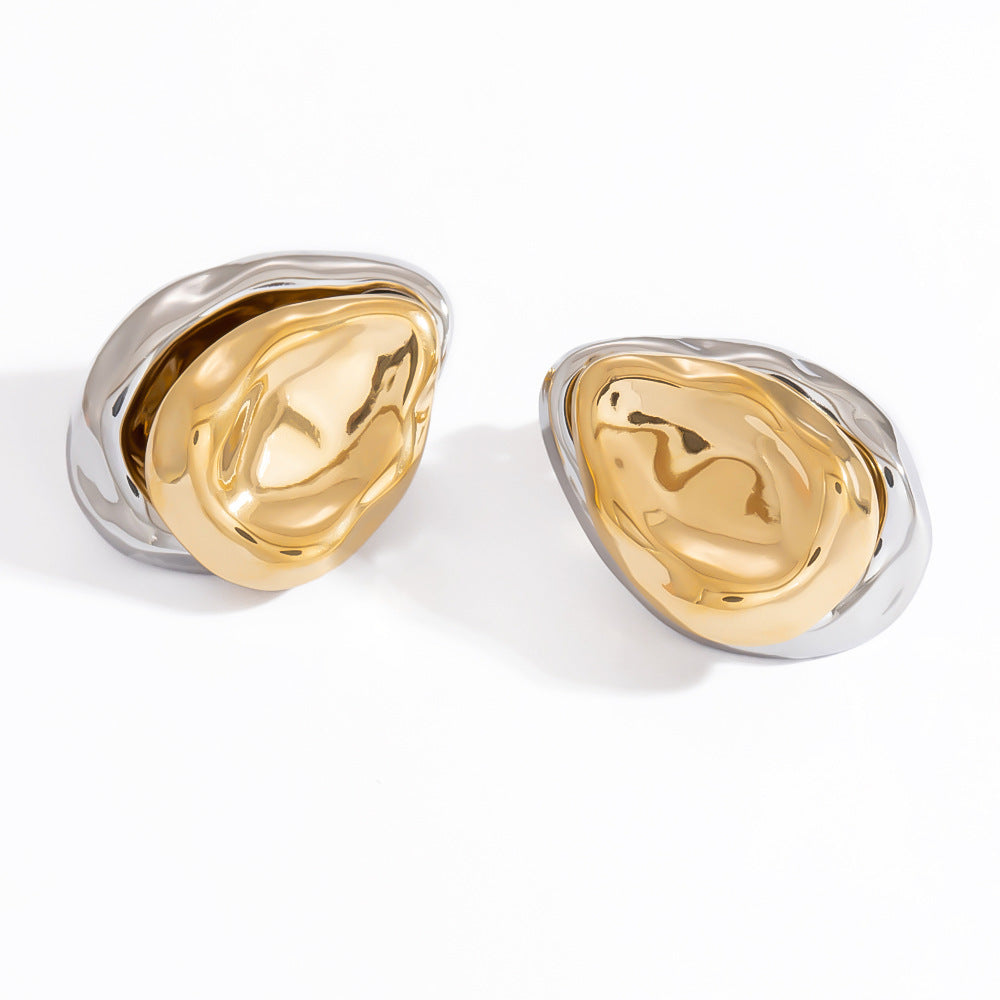 abstract gold and silver stud earrings