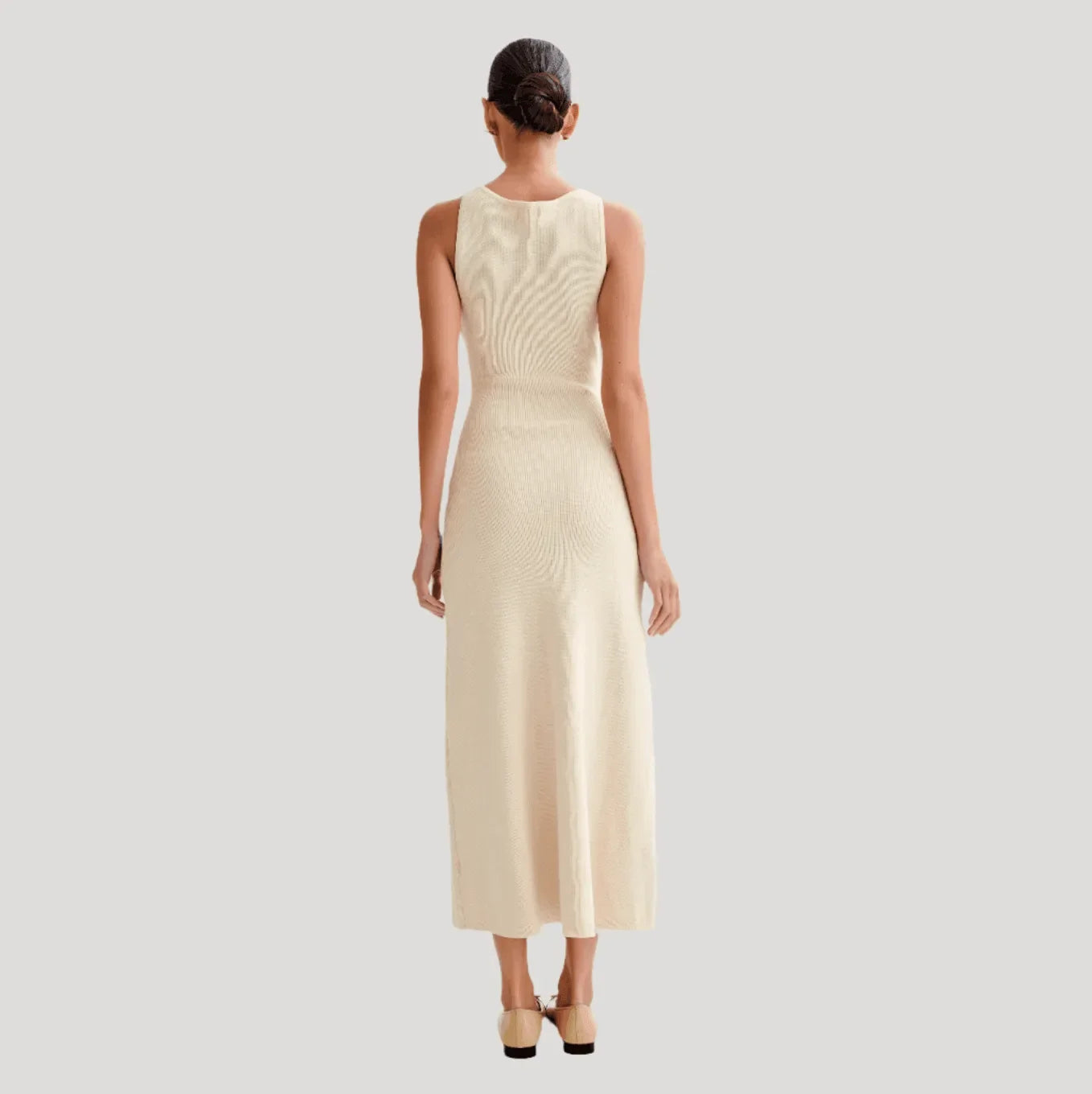 ribbed knit midi dress, casual day look