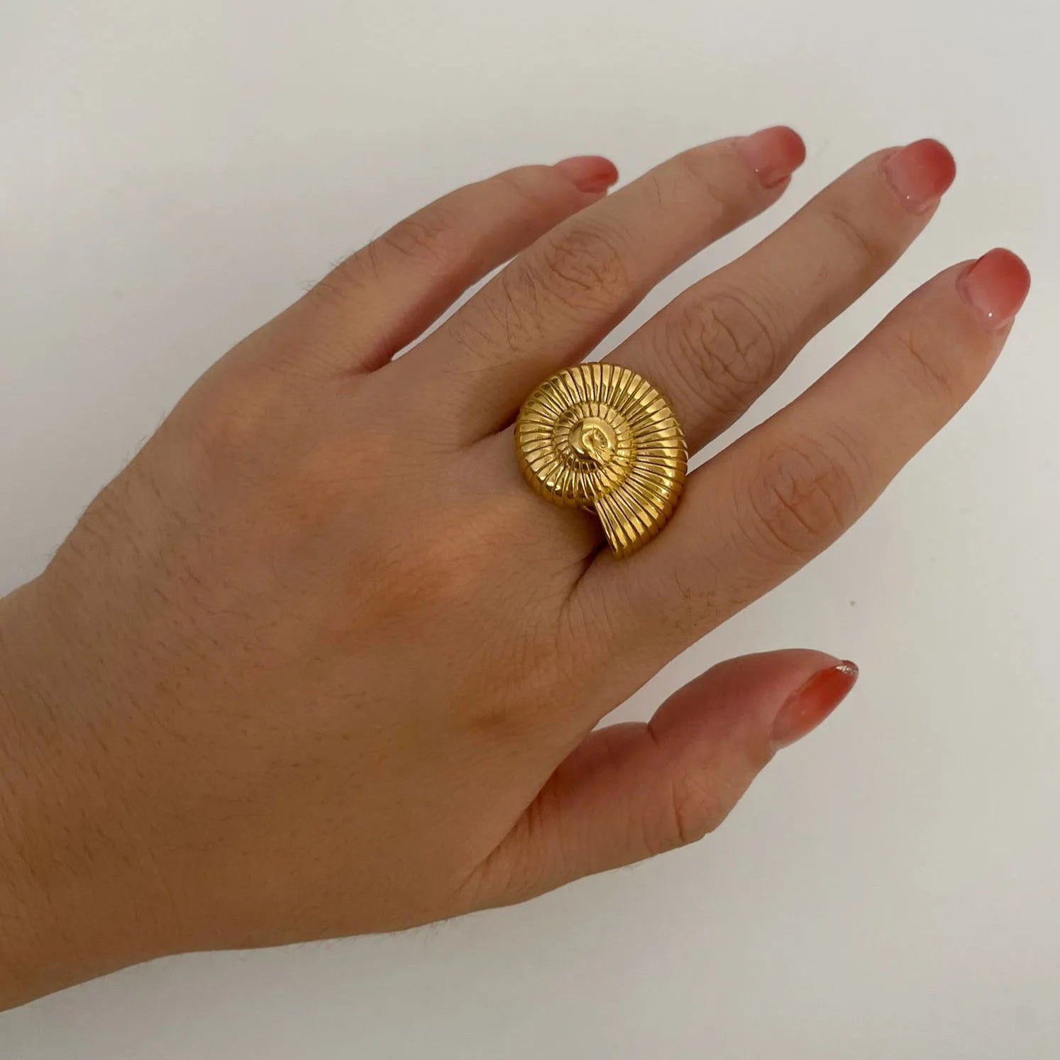 Ammonite Charm Gold Plated Rings - Gold - Mermaid Way