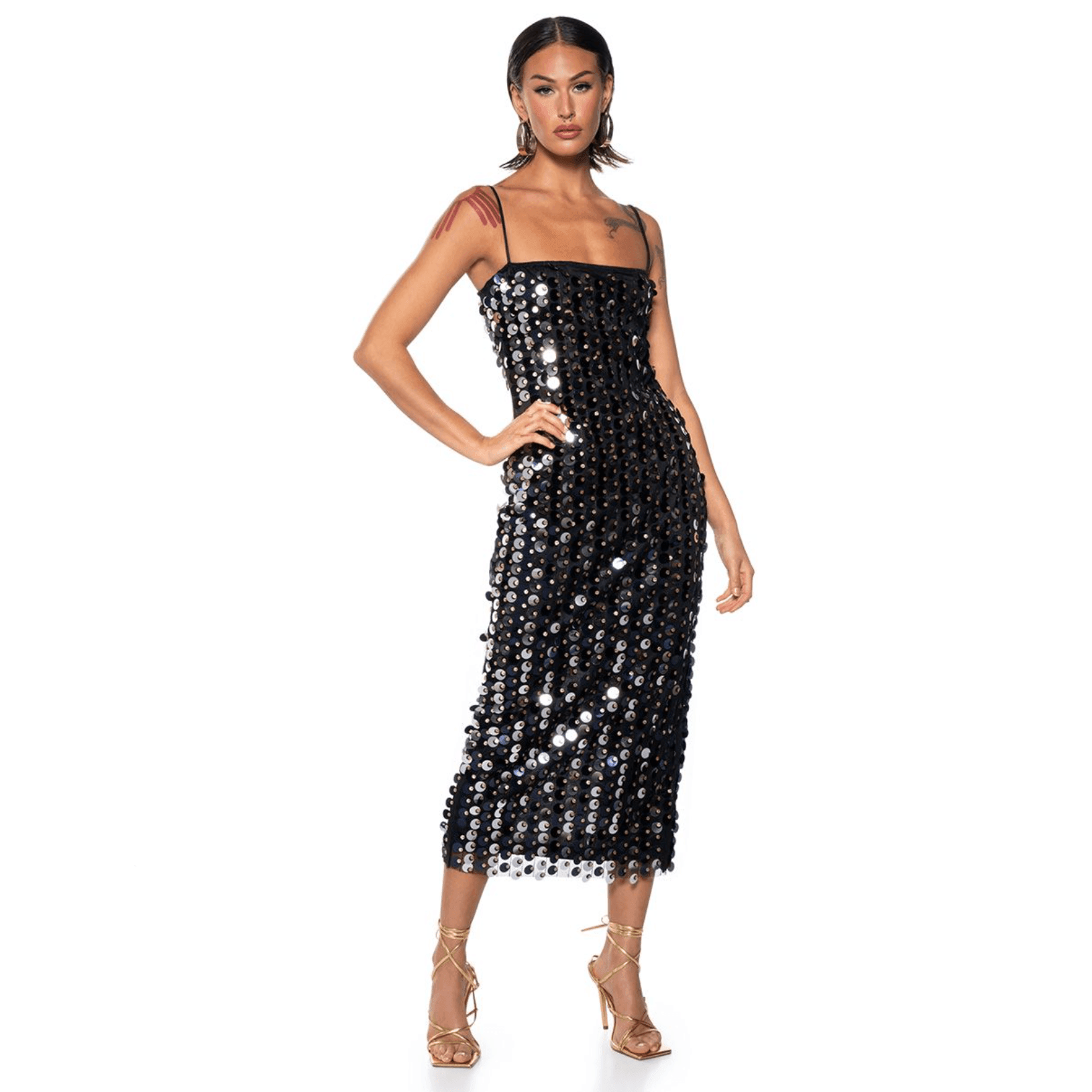 Ariel's Embrace Hologram Sequin Midi Dress - Black / S - Mermaid Way