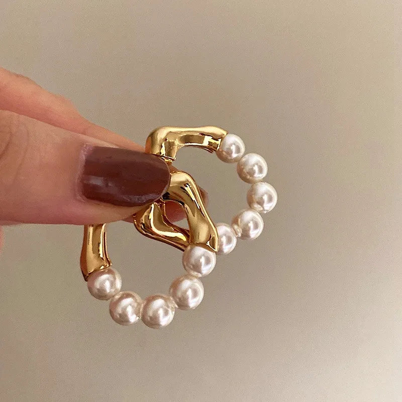 Aurora Gold & Pearl Hoop Earrings Mermaid Way