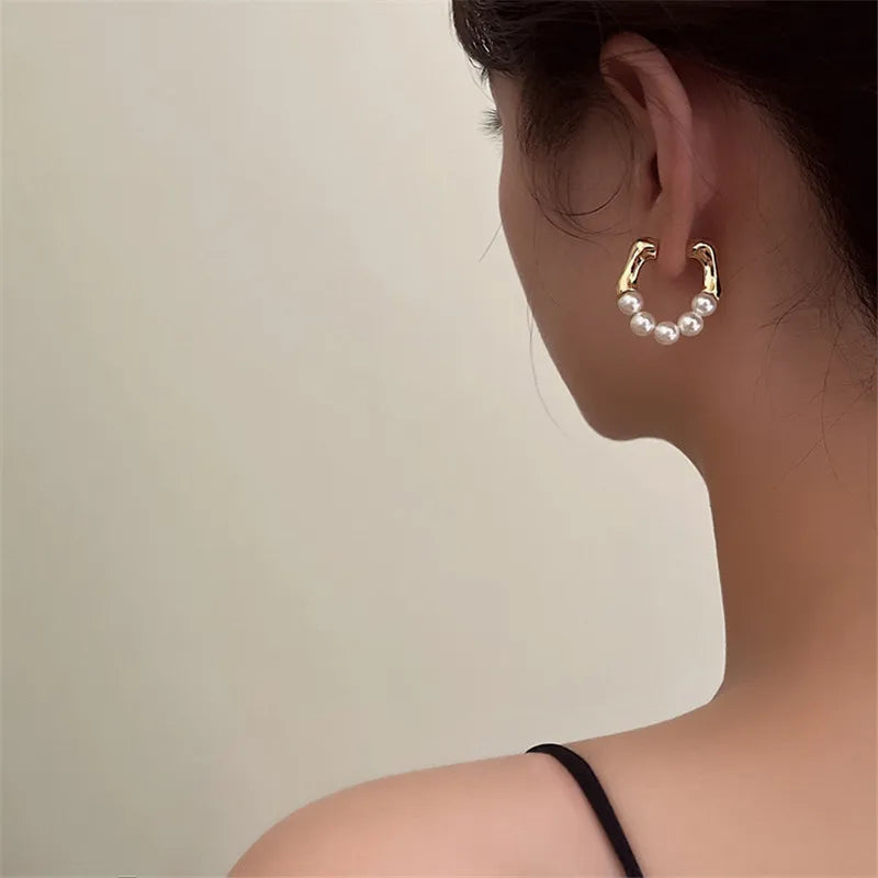 Aurora Gold & Pearl Hoop Earrings Mermaid Way