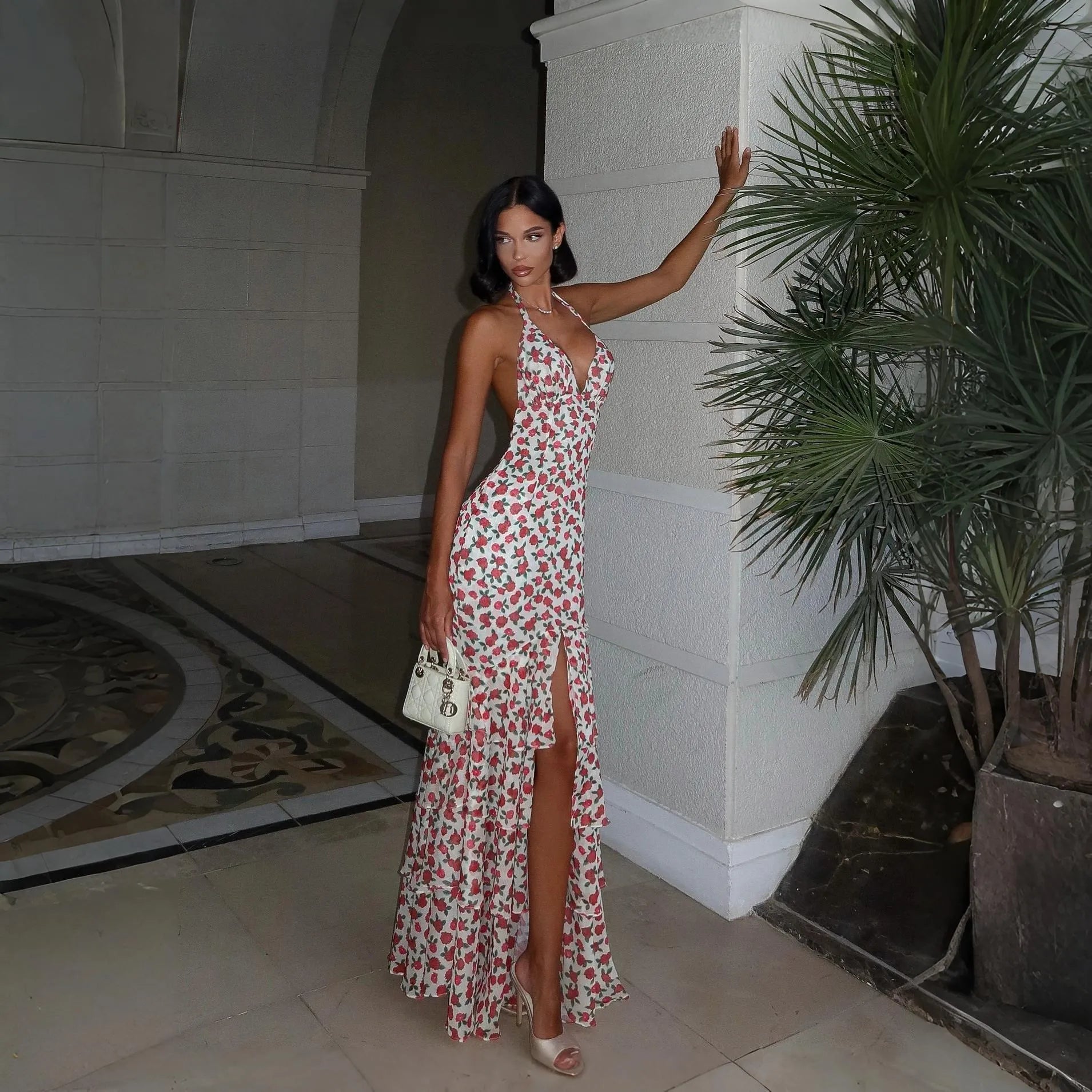 Bonfire Love Ruffled Maxi Dress - White / S - Mermaid Way