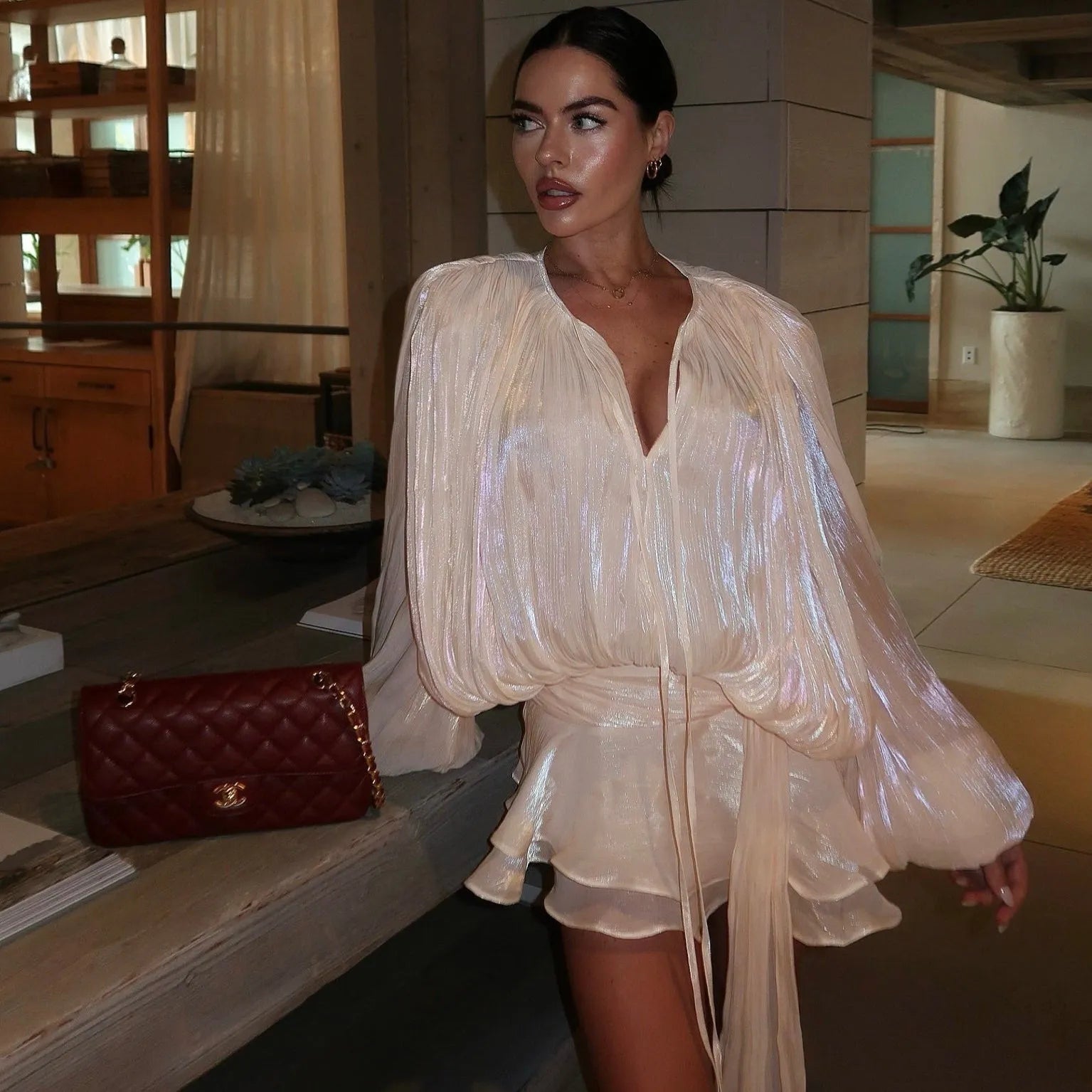 BouBaby Pleated Ruffled Mini Dress - Ivory / S - Mermaid Way