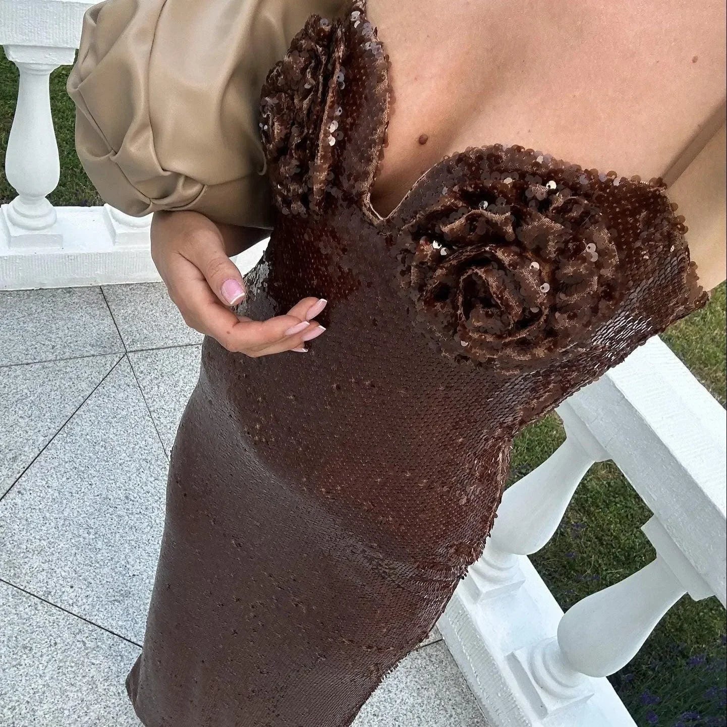 Brown Sugar Sequined Maxi Dress - Brown / XS - Mermaid Way
