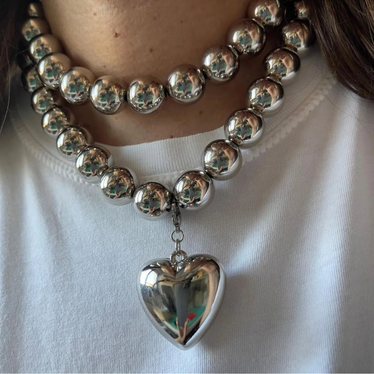 Bubble Heart Metallic Necklace Mermaid Way