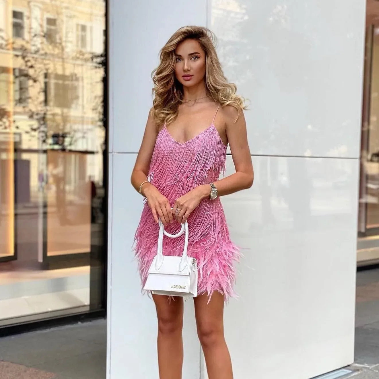 Candyfloss Dream Sequin Fringe Mini Dress - Pink / XS - Mermaid Way