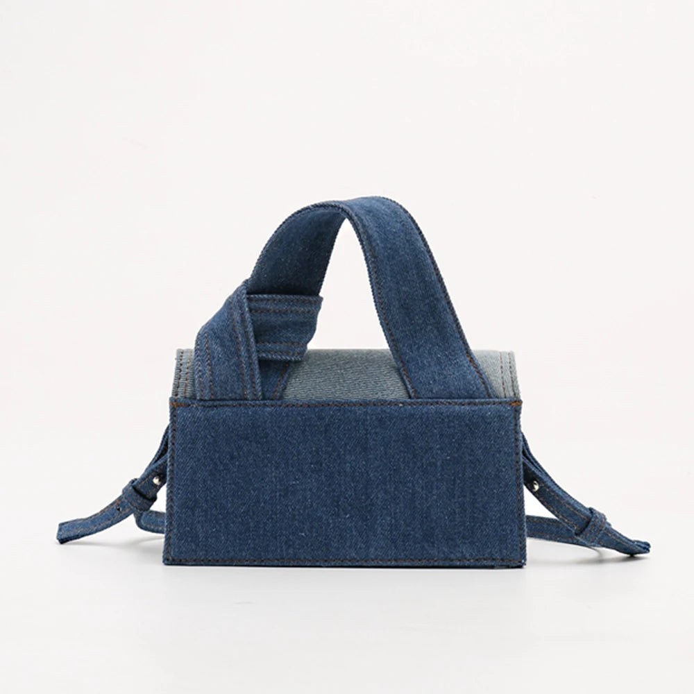 Cassen Denim Asymmetric Handbag with Shoulder Strap - Denim - Mermaid Way