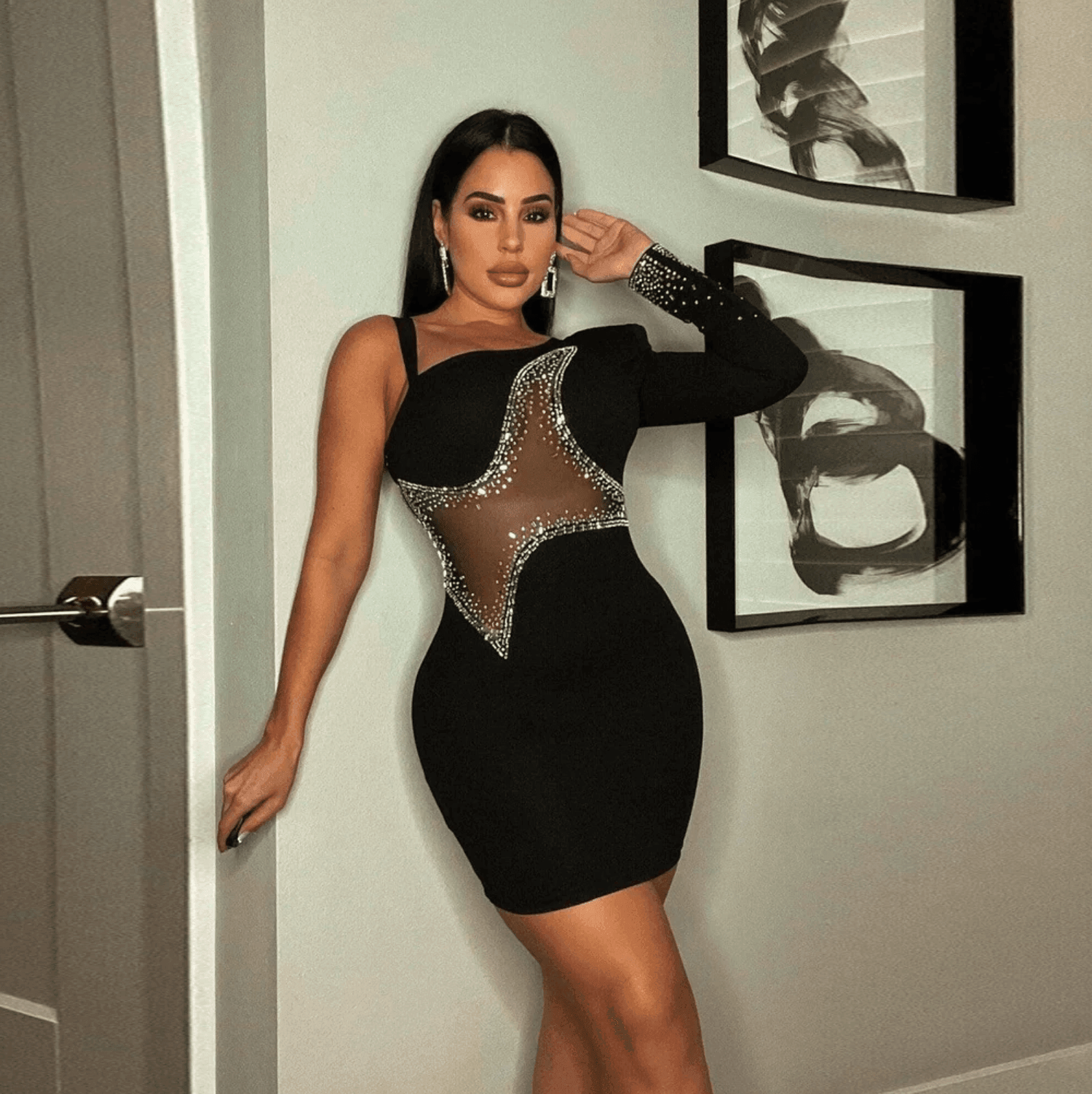 Catch-a-Star Mesh Bandage Mini Dress - Black / S - Mermaid Way