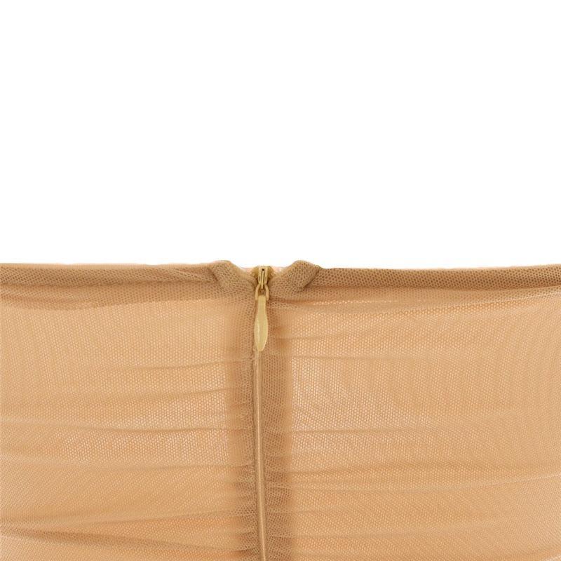 Ruched mesh strapless dress with zipper detail, stylish party outfit