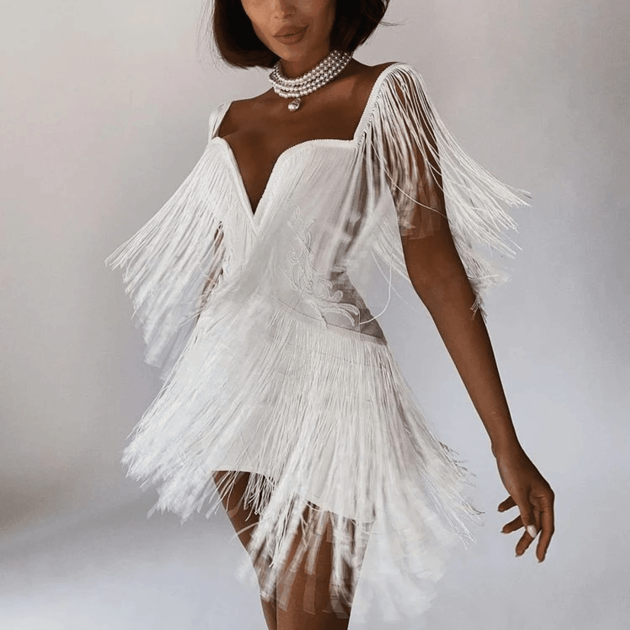 Celestial Chic Tassel Off Shoulder Mini Dress - White / XS - Mermaid Way