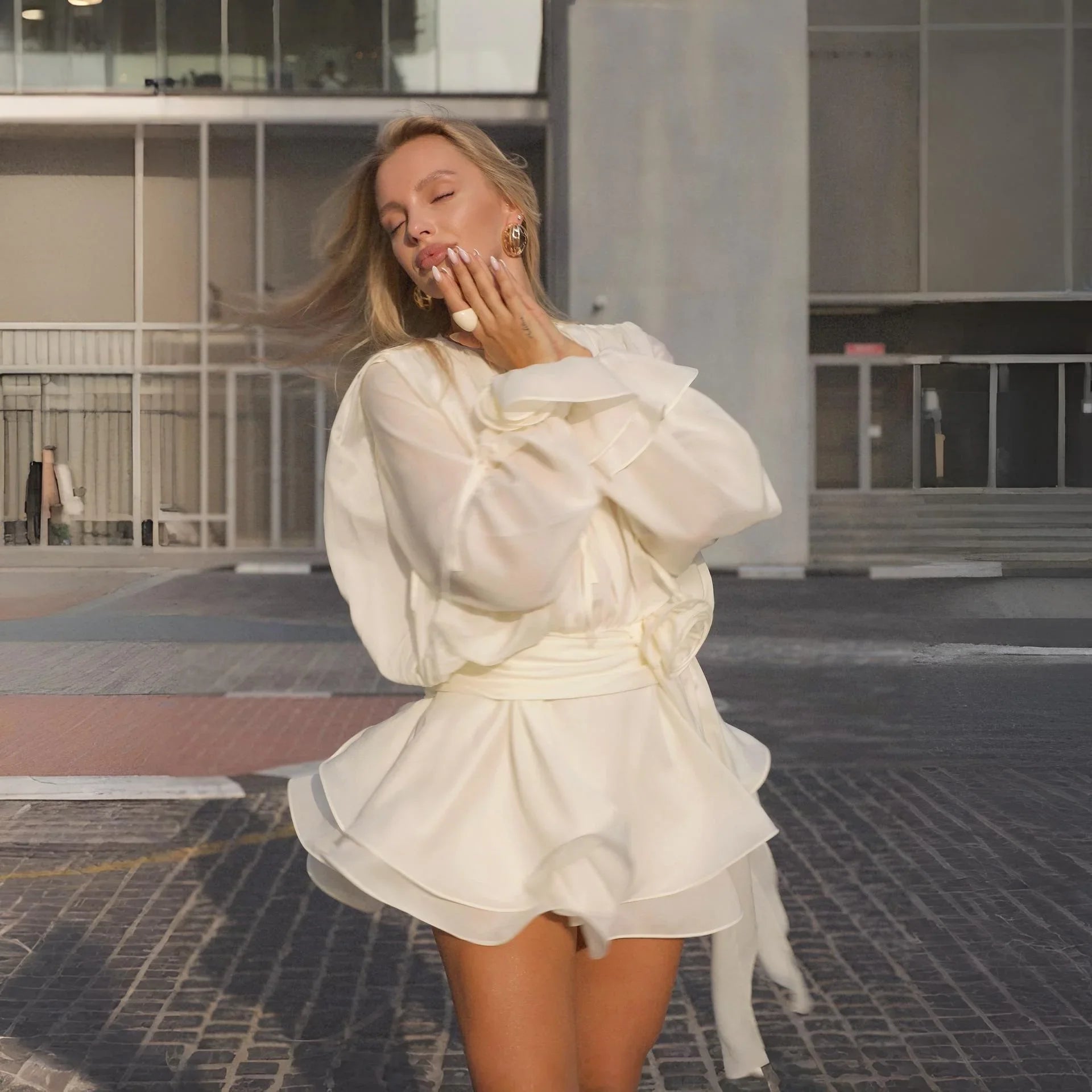 Cindy White Ruffled Mini Dress - Soft, Airy & Effortless