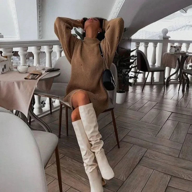 Cover Girl Broken Solid Color Loose Sweater - Khaki / S - Mermaid Way