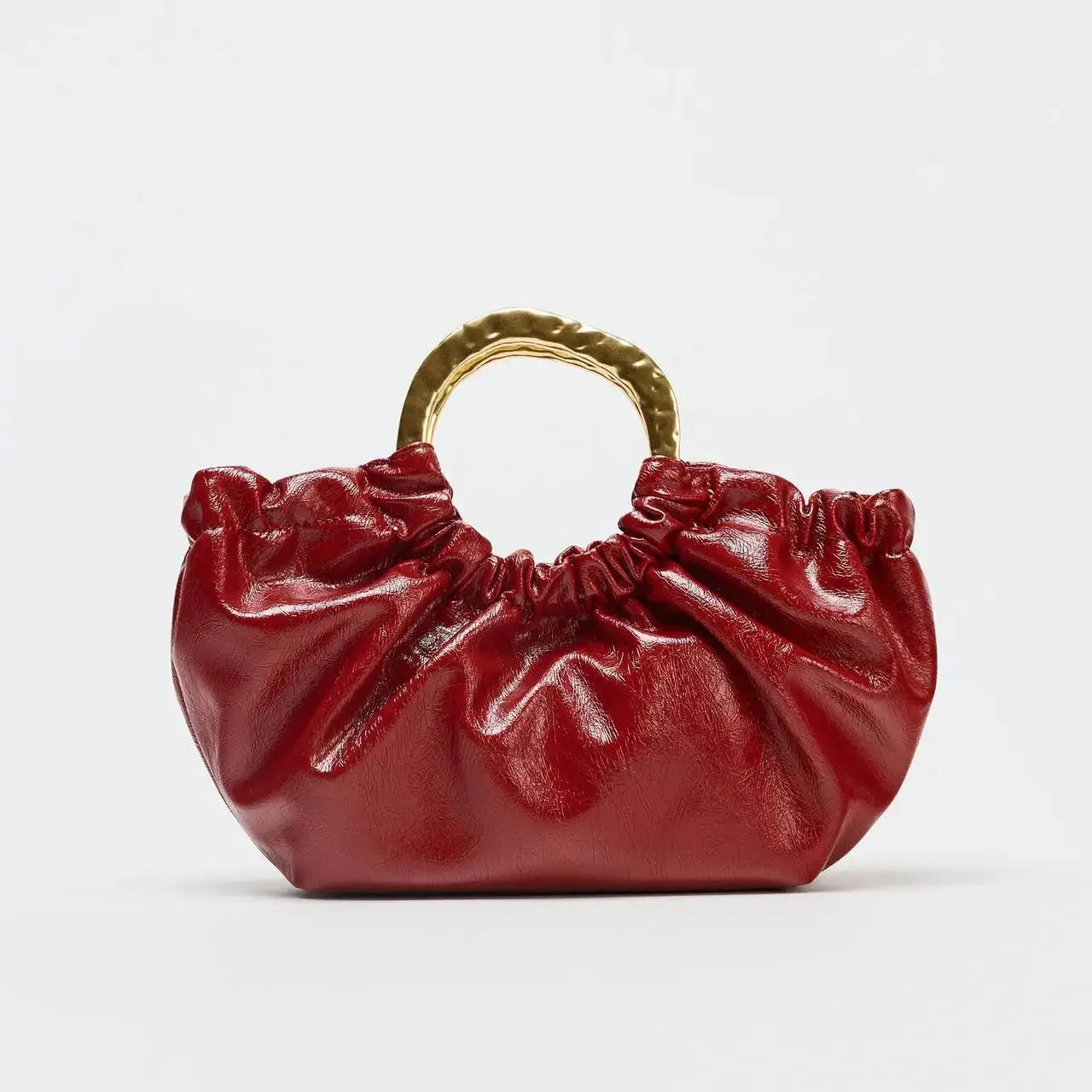 Crimson Aura Ruched Handbag - Black - Mermaid Way