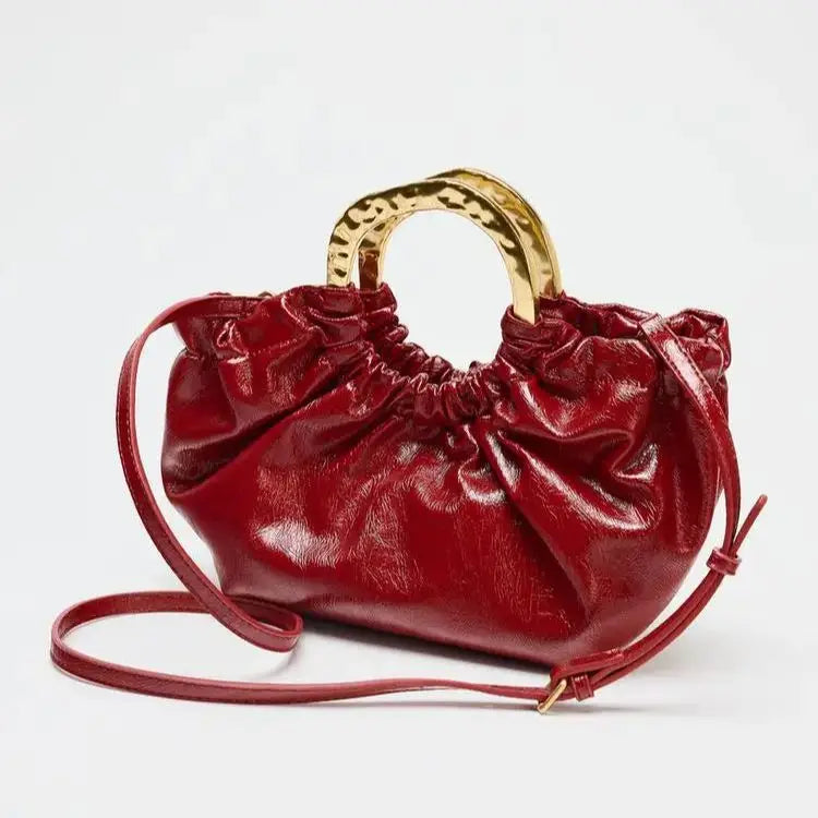 Crimson Aura Ruched Handbag - Black - Mermaid Way