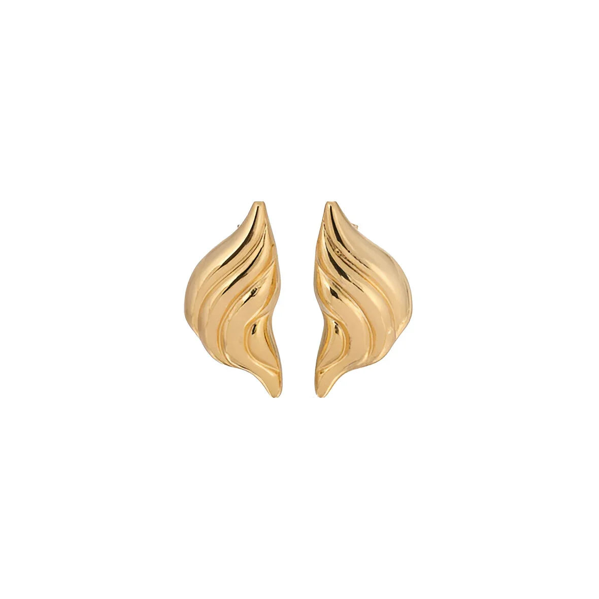 Gold wave-shaped stud earrings, elegant accessory for sophisticated looks