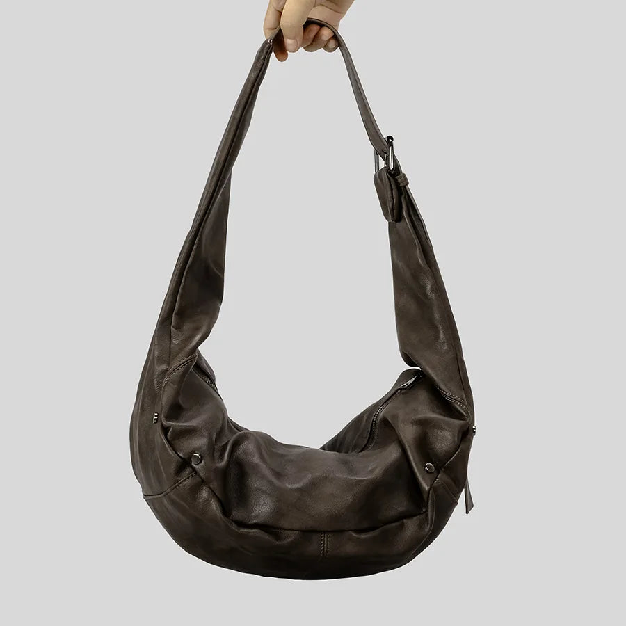 Dark Rebel Faux Leather Shoulder Bag - Brown - Mermaid Way