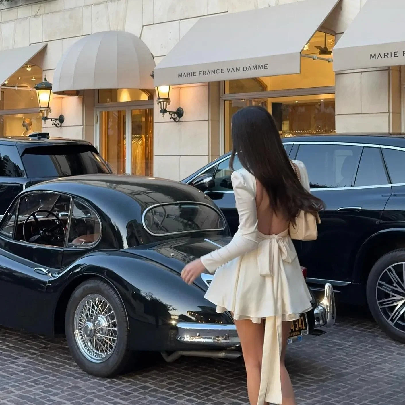 Date In Paris Satin Bow Mini Dress - Ivory / S - Mermaid Way