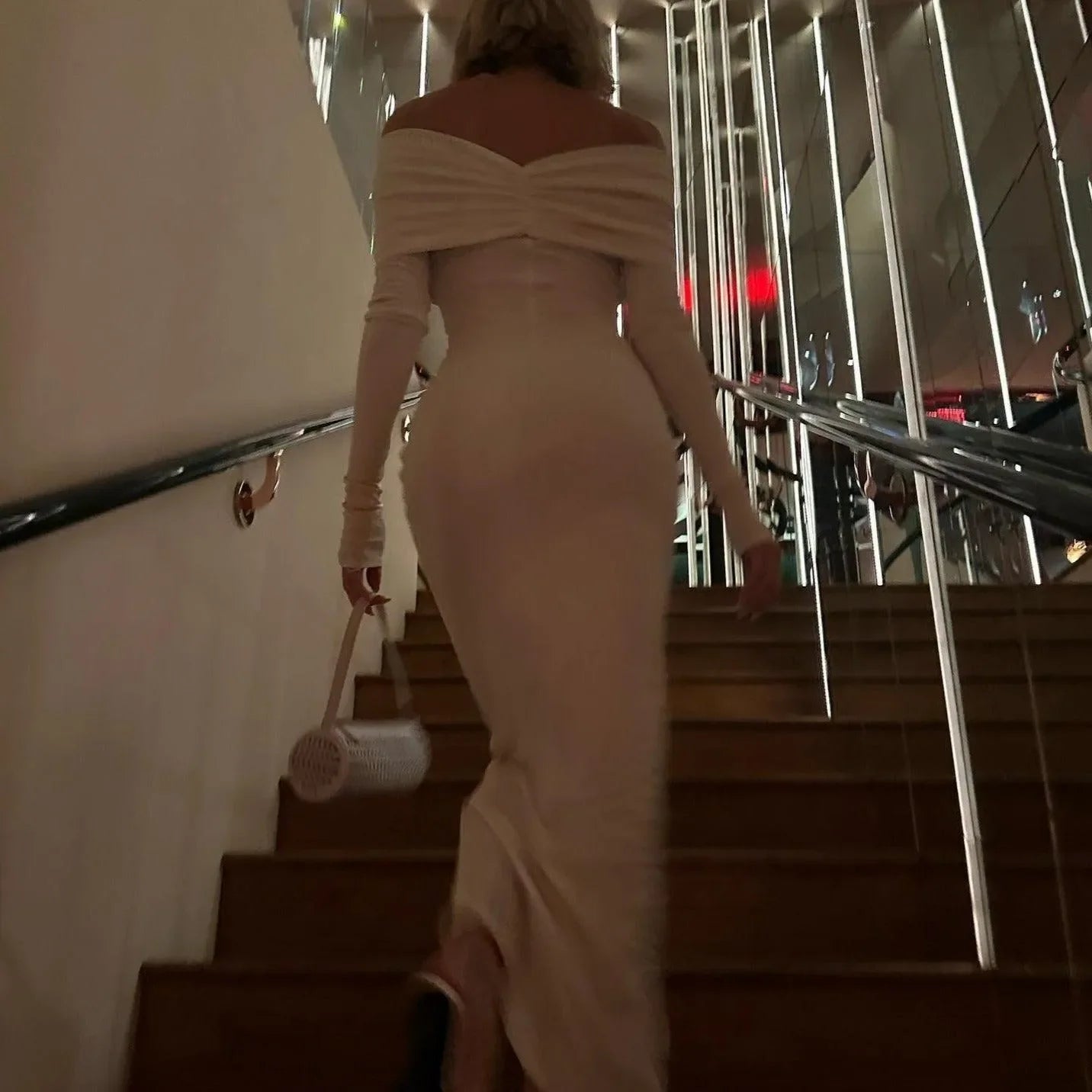 off-shoulder bodycon maxi dress, evening wear