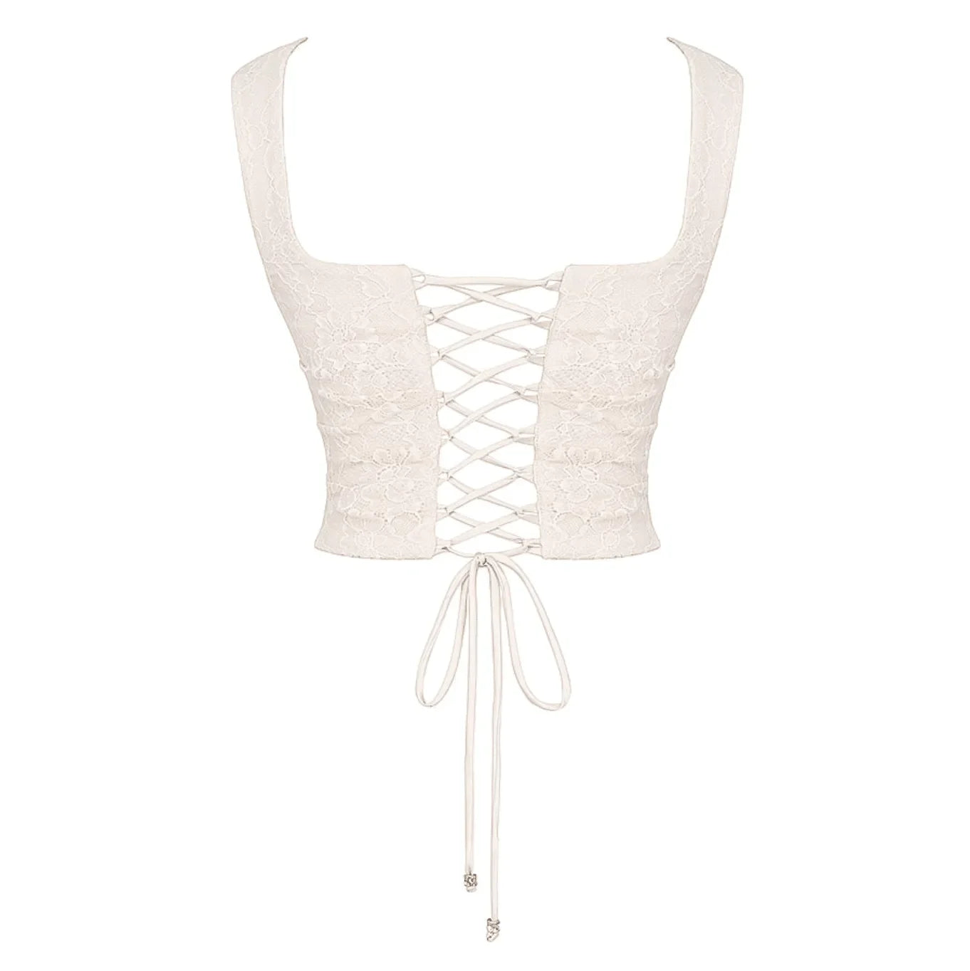 Lace-up corset crop top, versatile party piece.