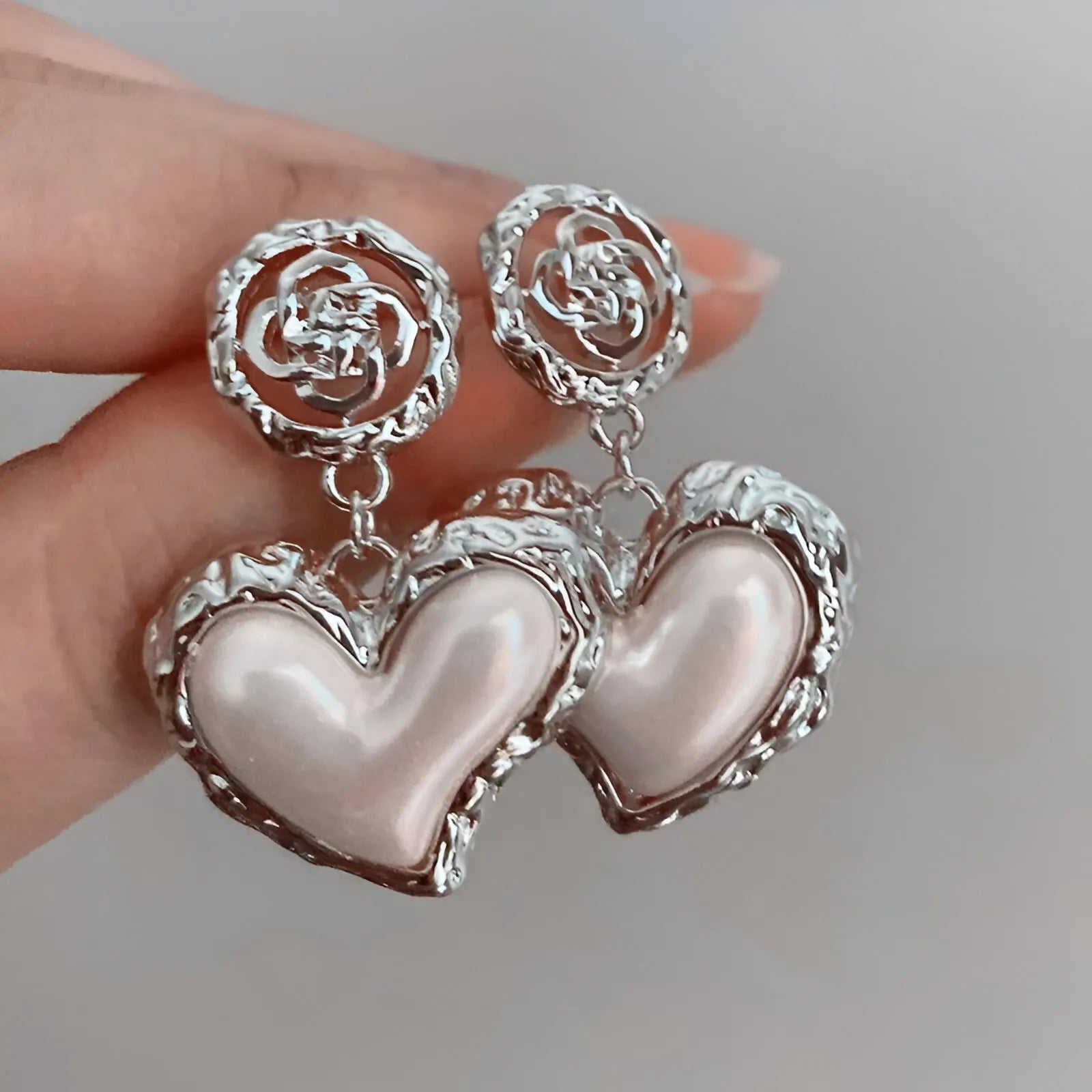 Flower Heart Stone Earrings Mermaid Way