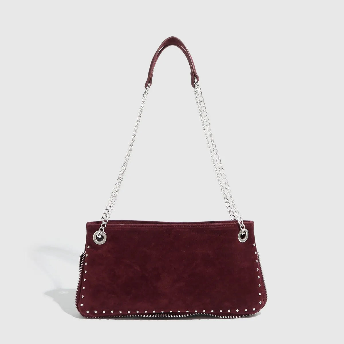Garnet Noir Chain Shoulder Bag - Burgundy - Mermaid Way