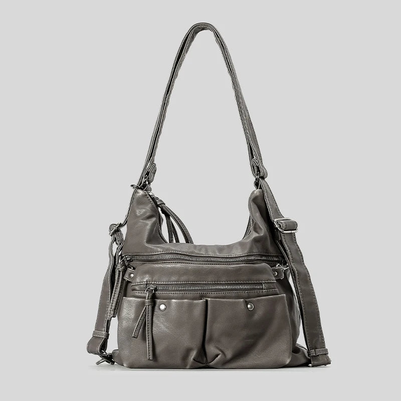 Gevix Multiple Pockets Shoulder Bag - Gray - Mermaid Way
