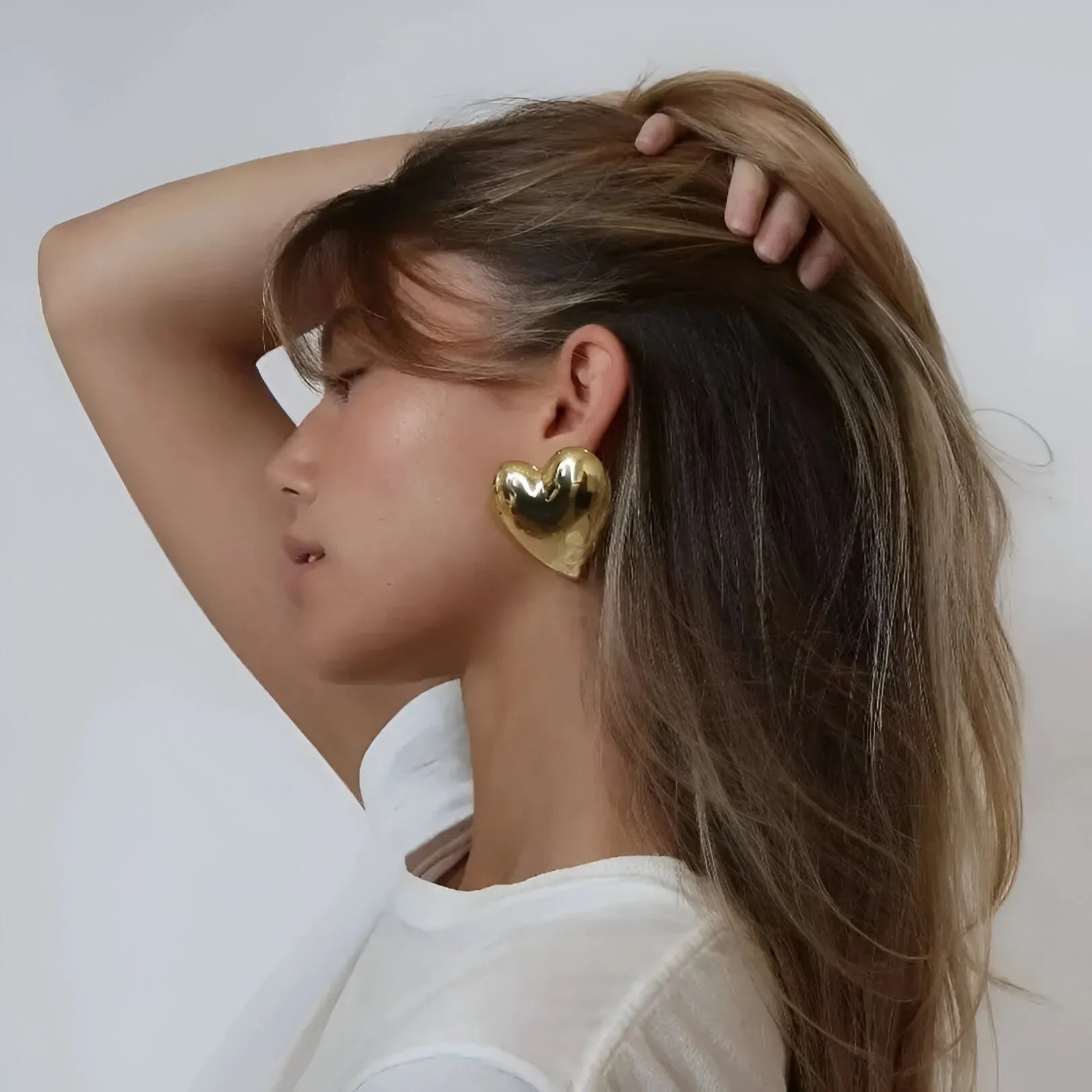 Gold Heart Earrings Mermaid Way