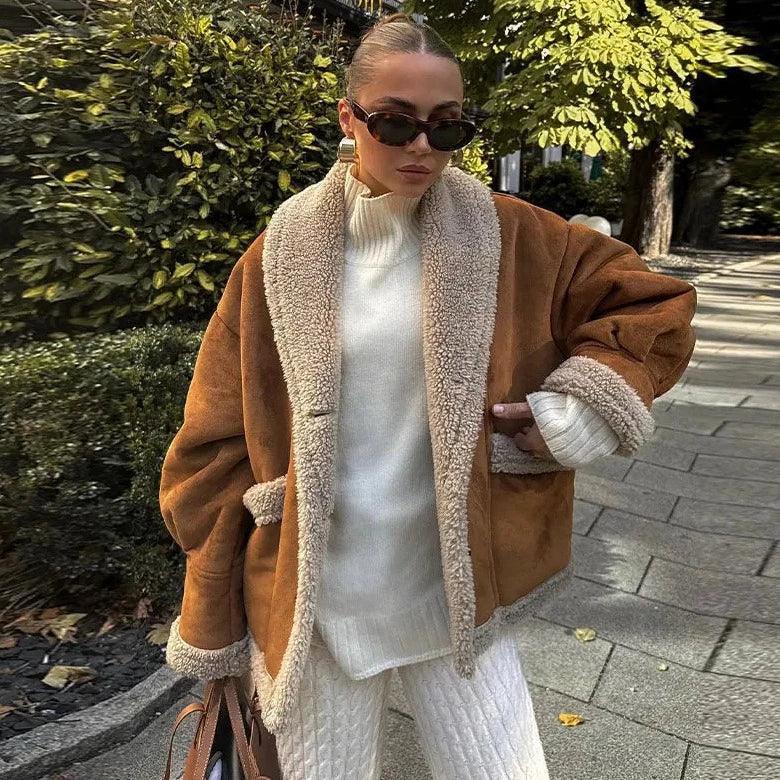 Lambswool Suede Patch Loose Jacket