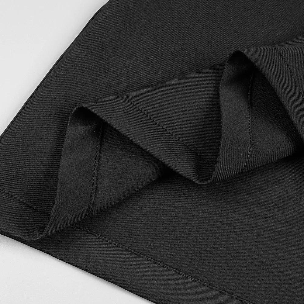black satin mini dress fabric detail, evening wear