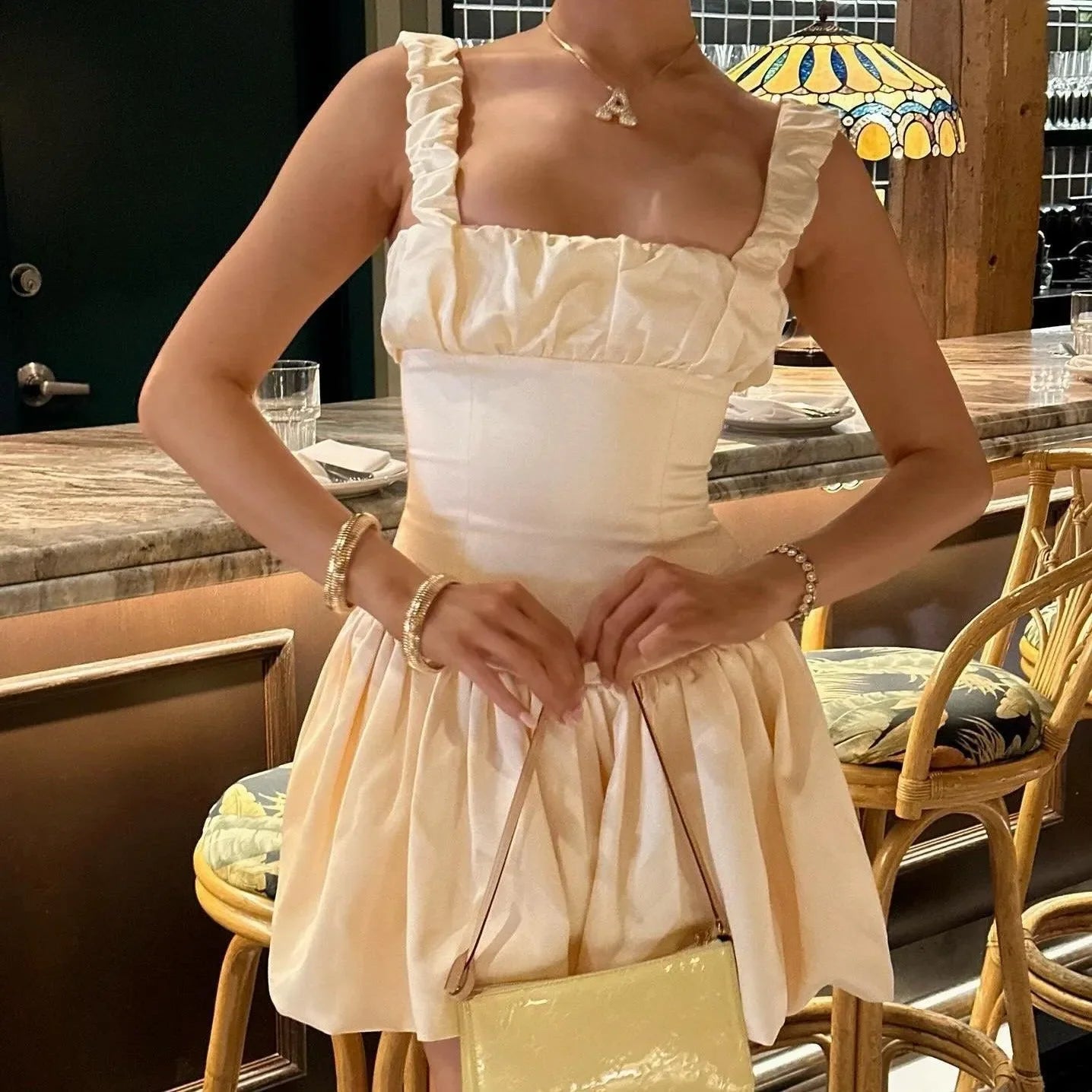 His Prettiest Problem Satin Bubble Hem Mini Dress - Ivory / S - Mermaid Way