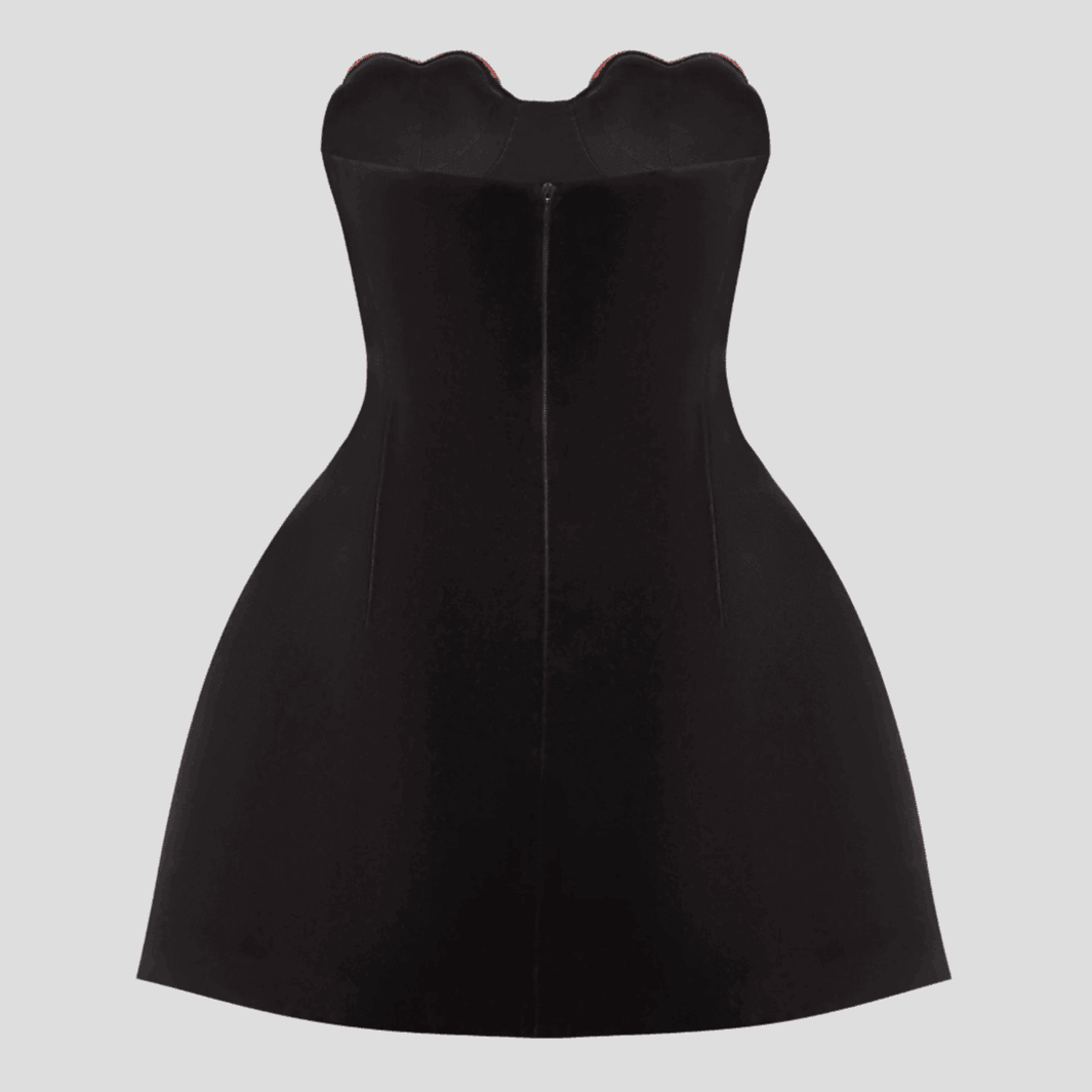 strapless mini dress with a sweetheart neckline, evening look