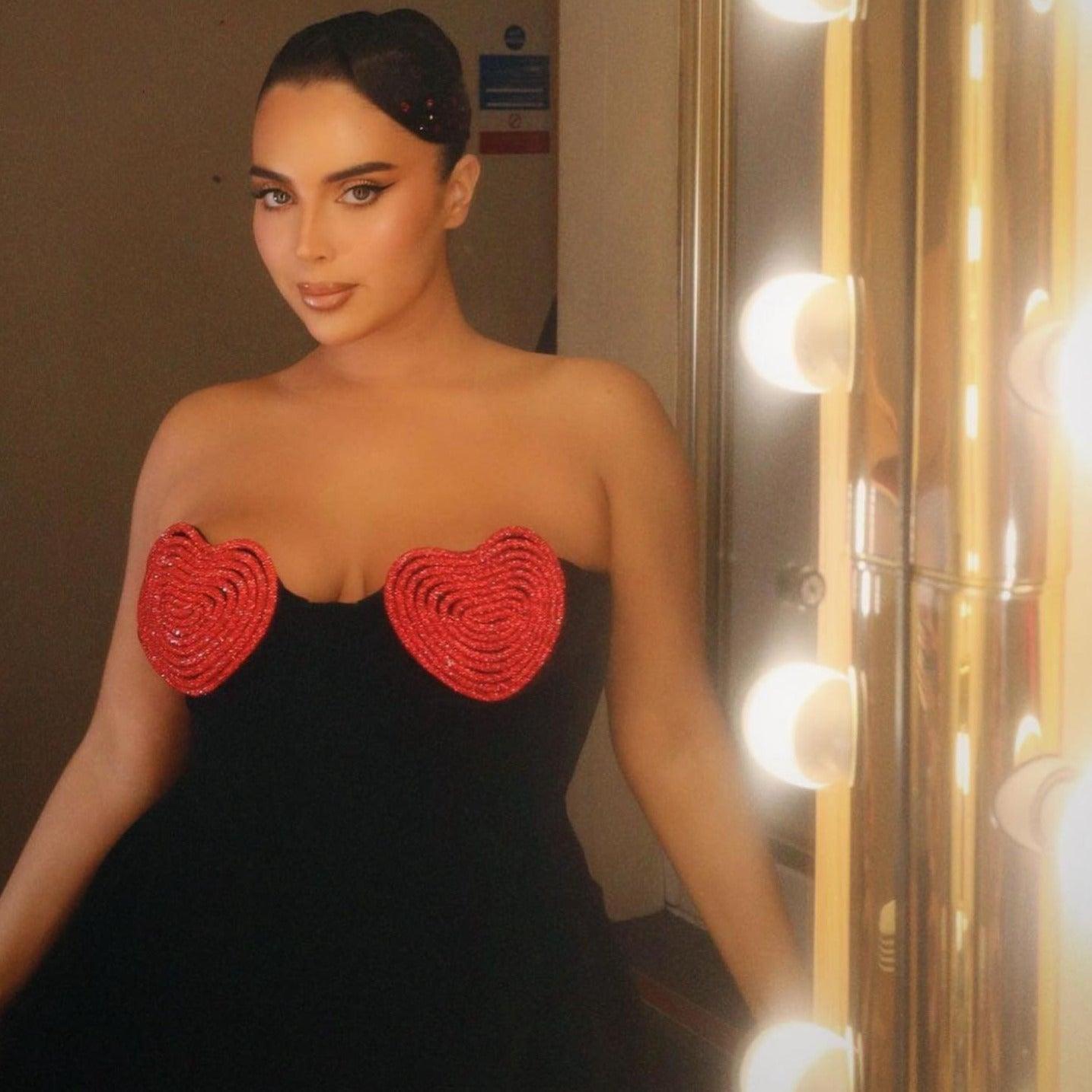 Holiday Honey Diamond Heart Mini Dress - Black / XS - Mermaid Way