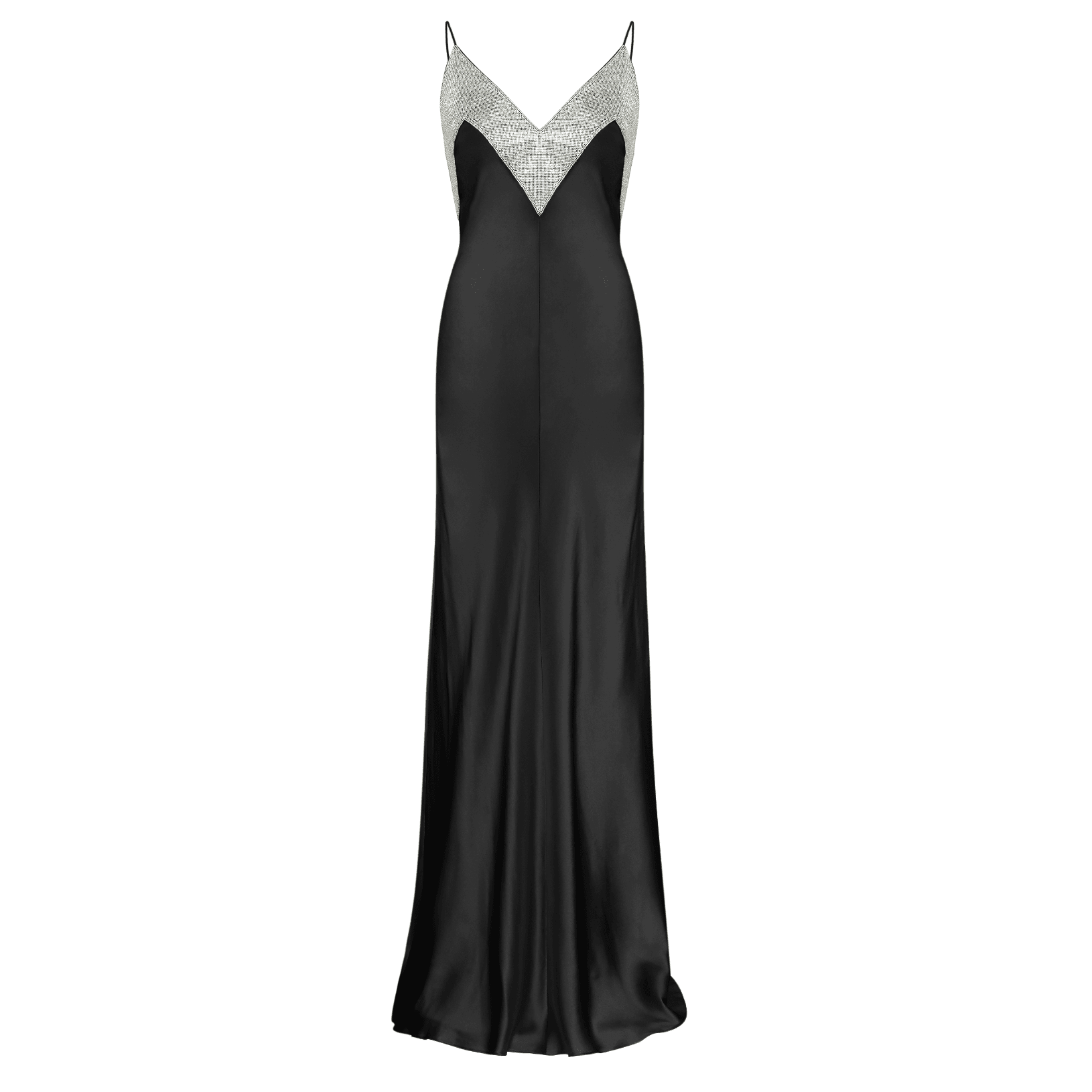 satin evening gown with sequin bodice, formal wear