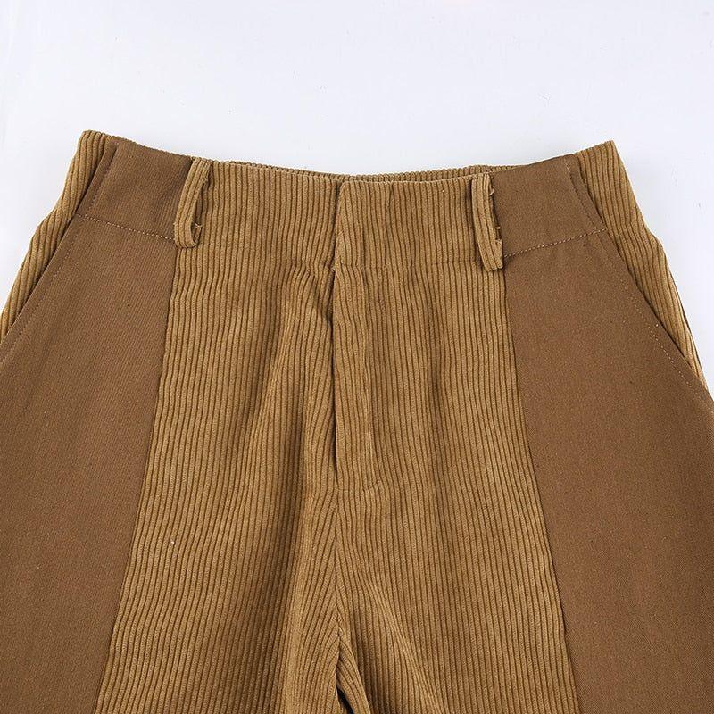 Tonal panel high-waisted pants with corduroy detail