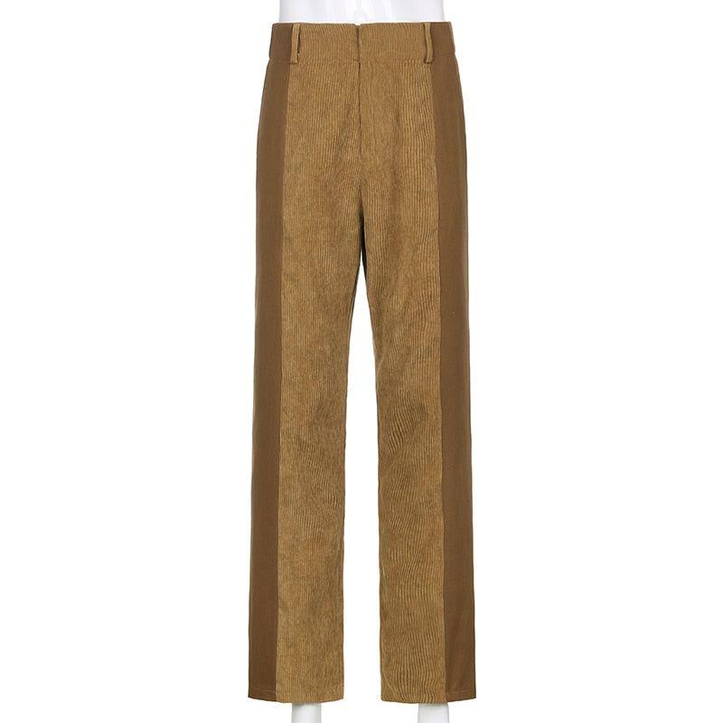 corduroy color-block straight-leg pants