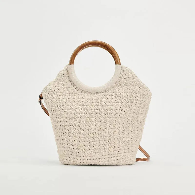 Isla Knitted Bucket Shoulder Bag - Beige - Mermaid Way