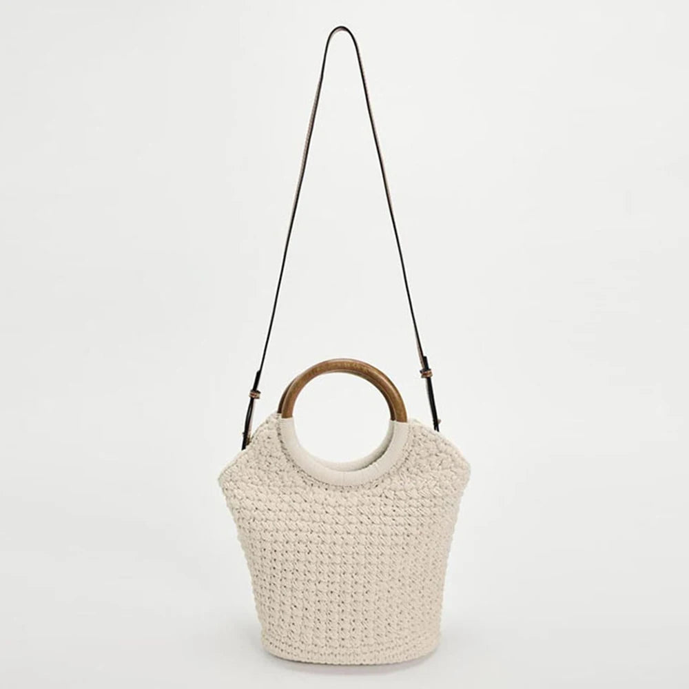 Isla Knitted Bucket Shoulder Bag - Beige - Mermaid Way