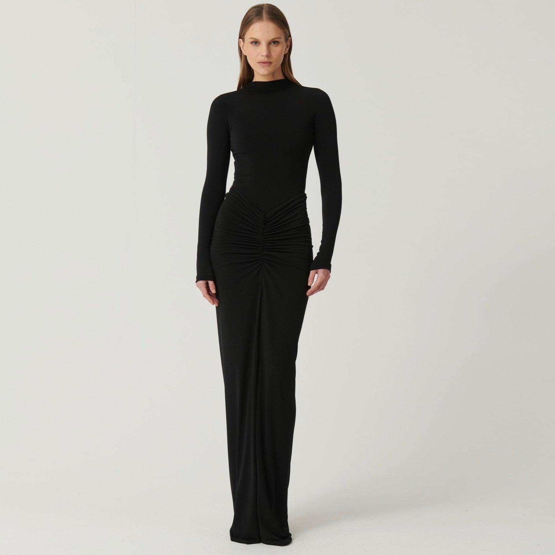 Juliette Long Sleeve Draped Maxi Dress Mermaid Way