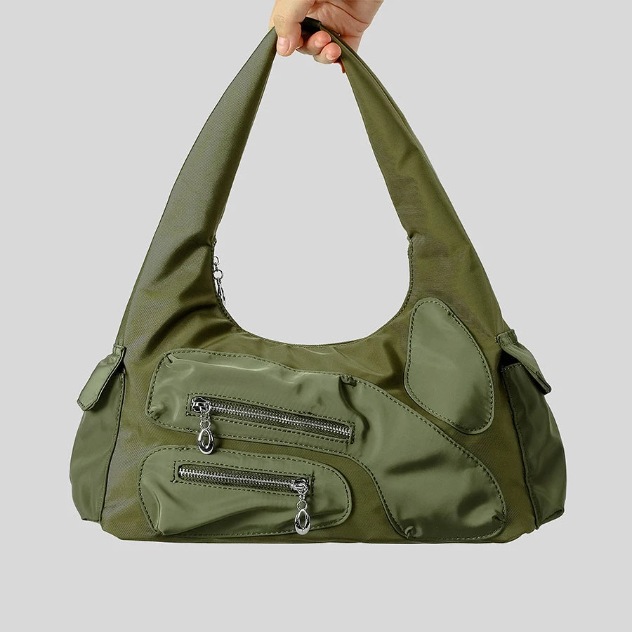 Kavros Casual Nylon Shoulder Bag - Army Green - Mermaid Way