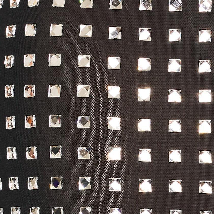 mesh fabric with square rhinestone embellishments