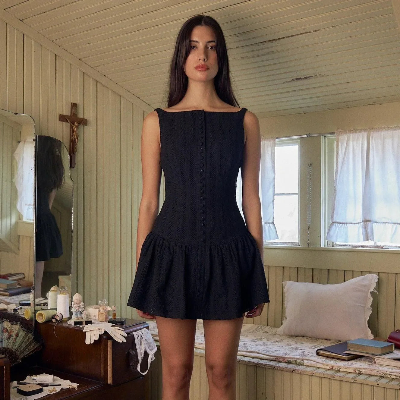 Love Song Embroidery Mini Dress - White / S - Mermaid Way