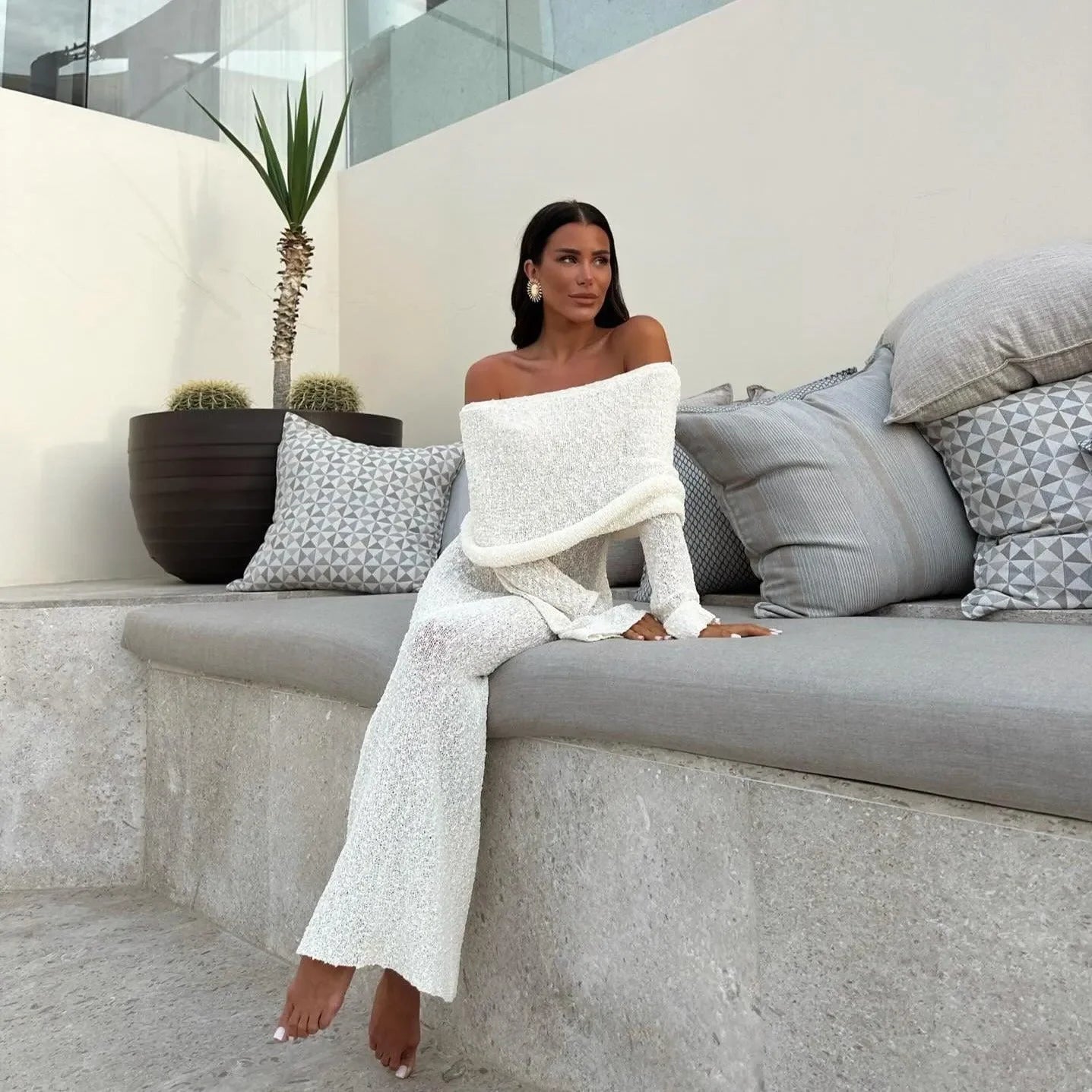 white maxi off shoulder dress Love Story Off-Shoulder for Events M Nikimehra Beach Weddings Avery Jeffers | Meet Color:Dark Wine