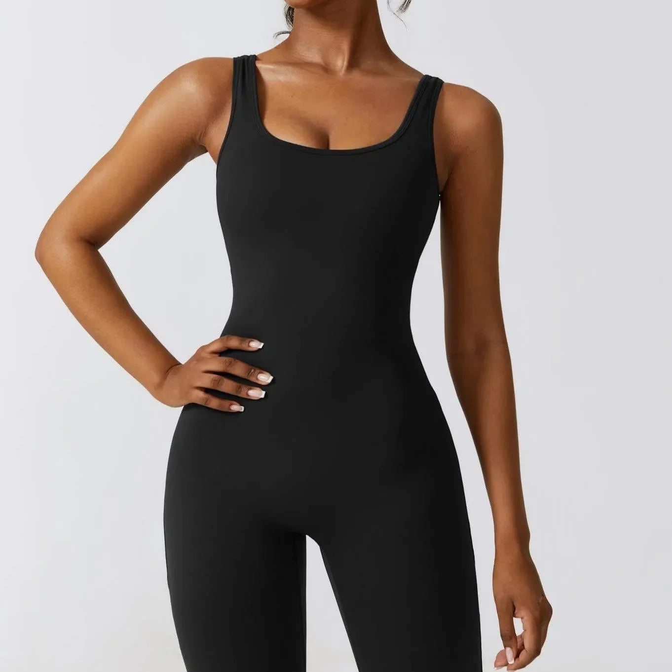 black sleeveless bodycon jumpsuit, versatile style