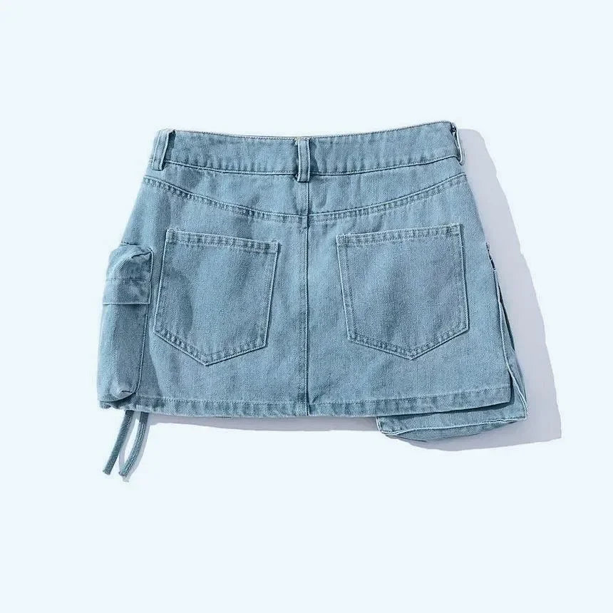 denim mini skirt with side pocket detail